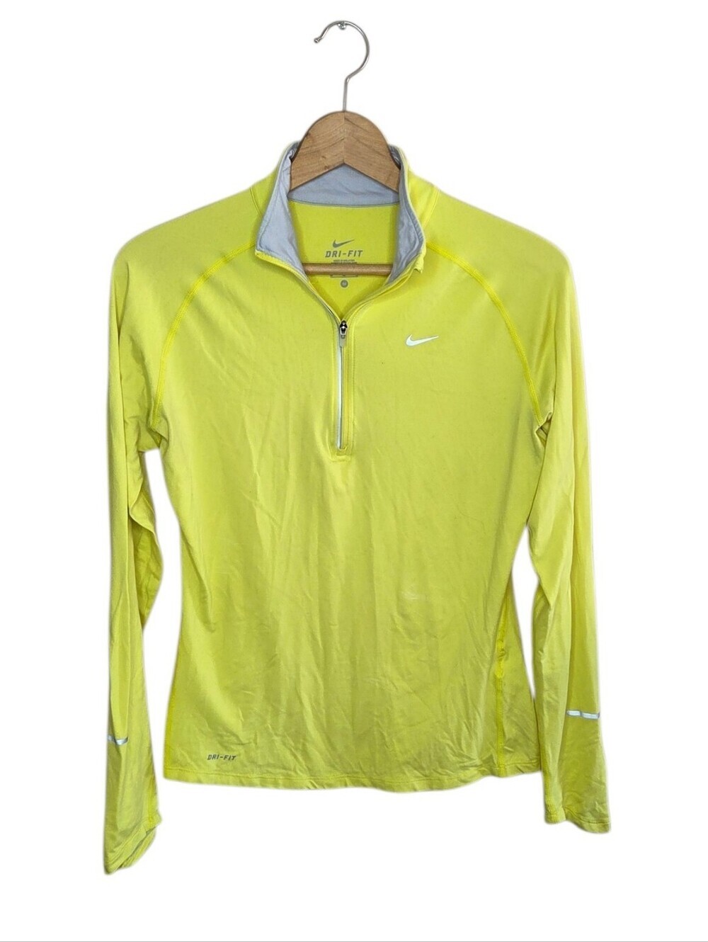 Nike Dri-Fit Bright Yellow Quarter Zip Pullover Size Medium Sporty Athleisure